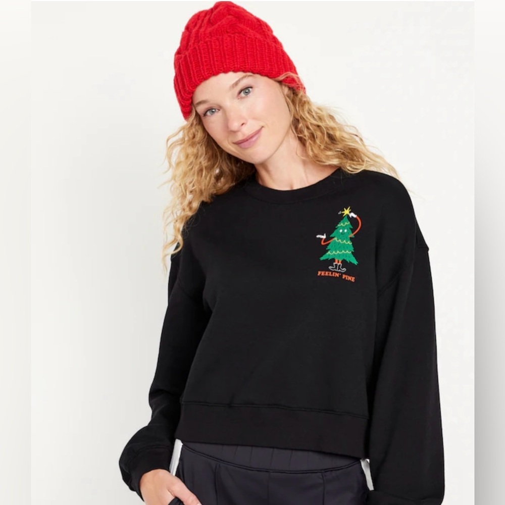 NWT!! Old Navy Women’s Crew-Neck Cropped Christmas Sweatshirt